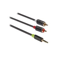 CORDON AUDIO JACK STEREO 3,5mm MALE - 2 X RCA MALES 1 METRE ANTHRACITE