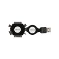 CABLE DE CHARGE USB RETRACTABLE - 6 EN 1 - MALE/MALE - NOIR - 53cm