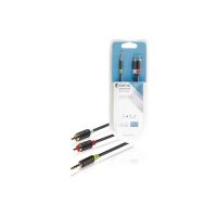 CORDON AUDIO JACK STEREO 3,5mm MALE - 2 X RCA MALES 10 METRES ANTHRACITE