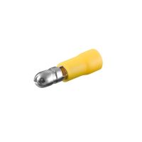 10 COSSES CYLINDRIQUES MALE 5mm JAUNE POUR CABLE 4-6mm² (6080)