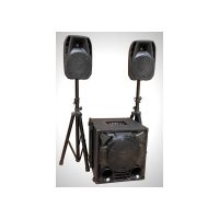 SYSTEME ACTIF USB/BLUETOOTH 2 TETES 8" + CAISSON 12" + PIEDS + CABLES PARTY