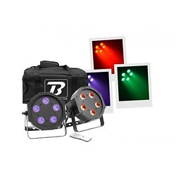 PACK 2 PROJECTEURS COMPACTS RGB+UV 5X5W