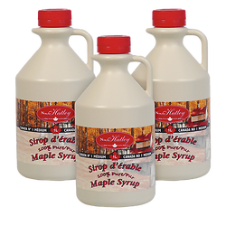 Set of 3 jugs of amber maple syrup