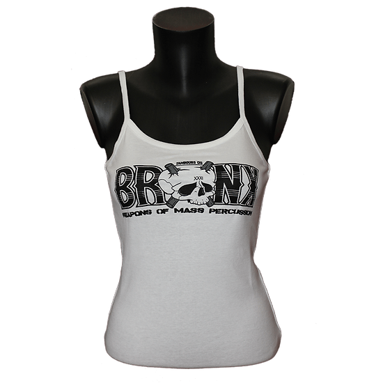 T-SHIRT FEMME A BRETELLES WEAPONS OF MASS PERCUSSION (BLANC)