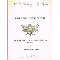 Les armées de l'Ancien Régime (1679-1790), collection Pierre Petitot, Catalogue de vente.