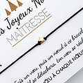 Joyeux Noël Maîtresse Nounou Maître - Carte + Bracelet porte bonheur