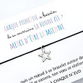 Carte Ma Marraine la bonne fée + Bracelet porte bonheur Grande étoile