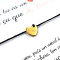 Carte de voeux Ma soeur je l'adore + Bracelet porte bonheur Coeur en or