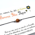 Carte Bonne Fête Papa Je t'aime + Bracelet porte bonheur Bois