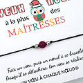 Carte de Noël Chouette Maîtresse + Bracelet porte bonheur au choix