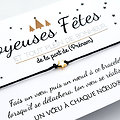 A personnaliser ! Carte Joyeuses Fêtes + Bracelet porte-bonheur au choix