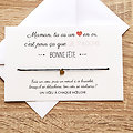 Carte Bonne Fête Maman + Bracelet porte bonheur Cœur doré