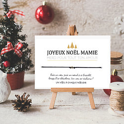 Carte de Noël Maman Mamie Marraine + Bracelet porte bonheur Etoile dorée