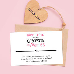 Carte de voeux Bonne Fête à une Chouette Mamie + Bracelet porte bonheur Etoile