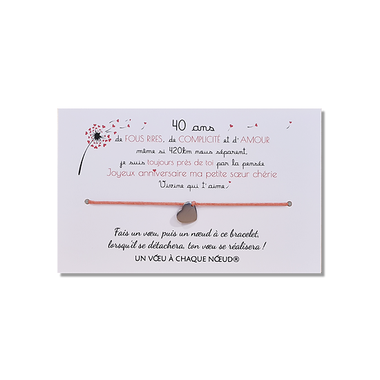 Carte personnalisée Joyeux Anniversaire + Bracelet Coeur Inox