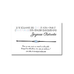 Carte de vœux Joyeuse Retraite + Bracelet porte-bonheur Aigue marine