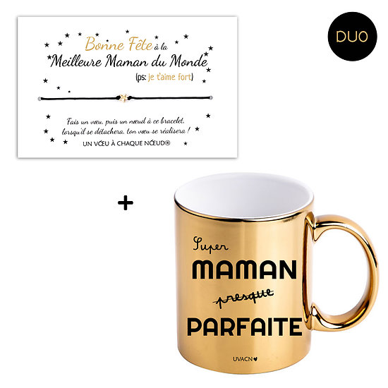 Cadeau pour Super Maman - Mug et Bracelet porte-bonheur