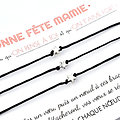 Carte Bonne fête mamie + Duo ou trio de Bracelets porte-bonheur Etoile