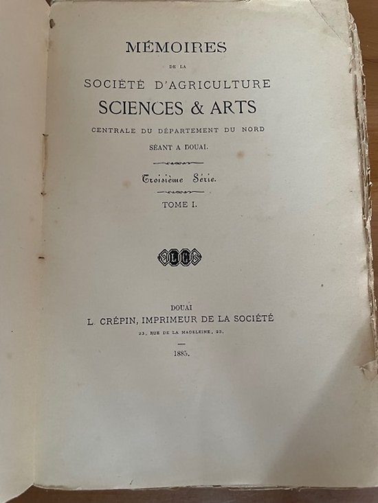 Mémoire de la société d'Agriculture Sciens et Arts séant à Douai