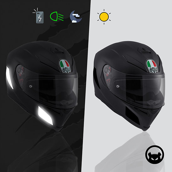 Stickers rétro réfléchissants noirs pour casque moto AGV K5-S