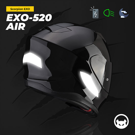 Stickers réfléchissants noirs pour casque moto Scorpion Exo 520 Air