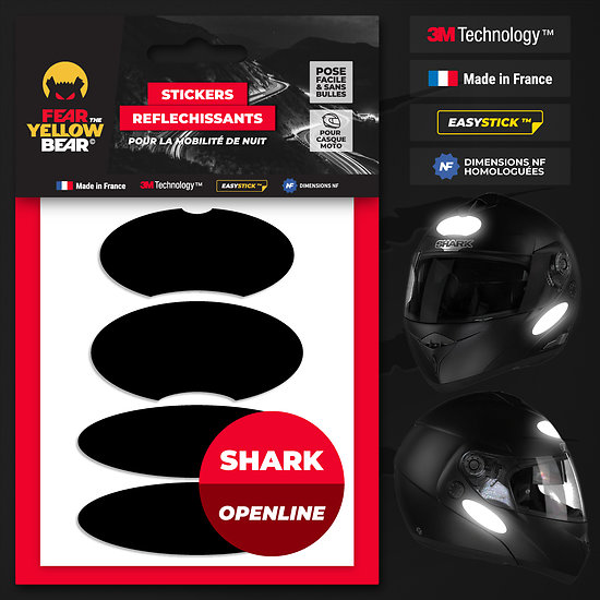 Stickers réfléchissants noirs pour casque moto Shark Open Line